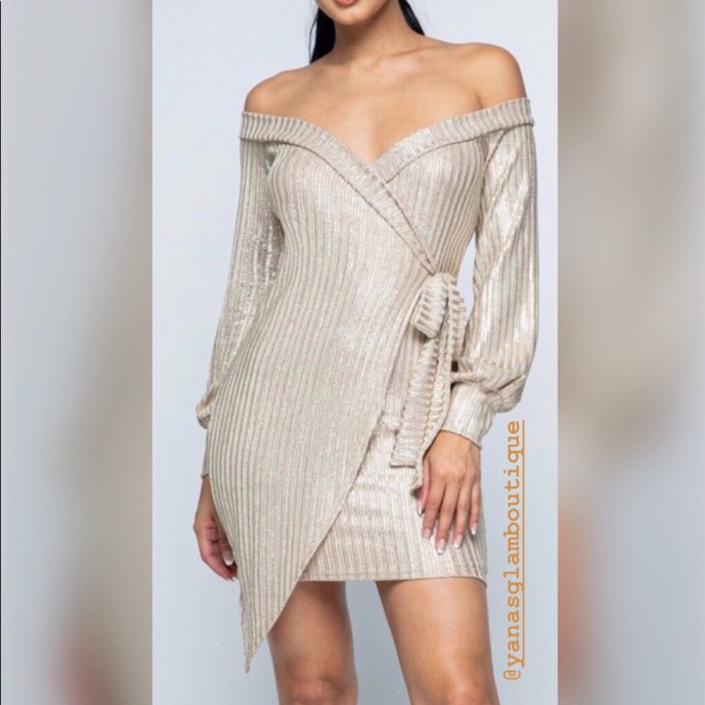 24K Gold & Glam Wrap Dress - Picture 4 of 7